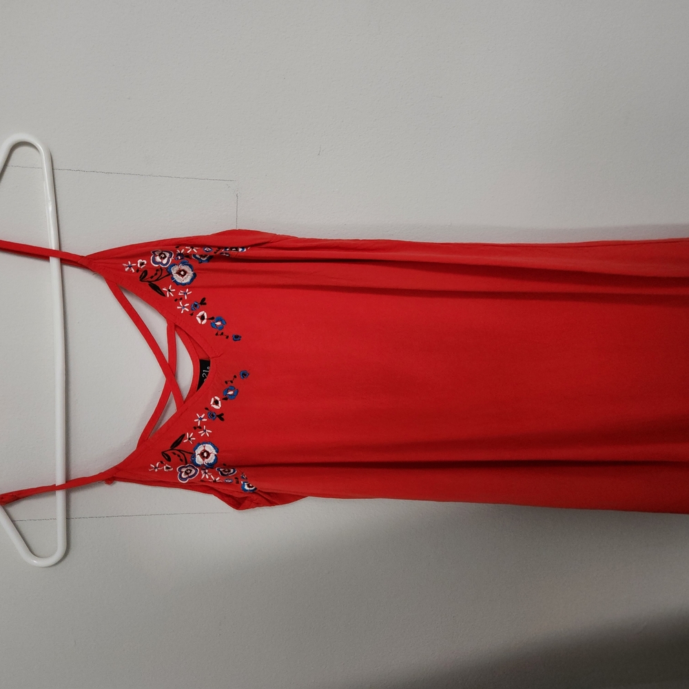 Red Floral Embroidered Dress